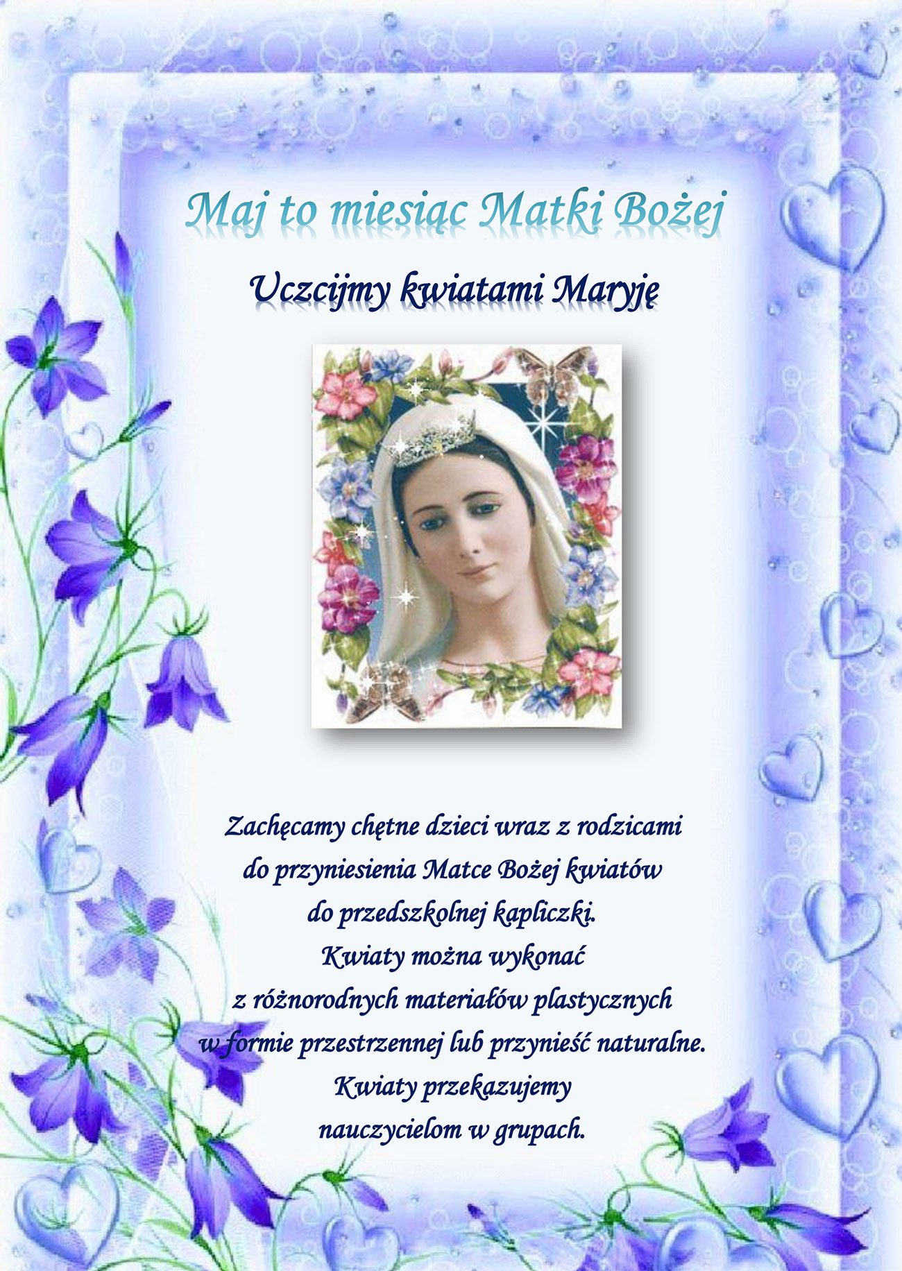 Figurka Matki Bożej kwiatki dla Maryi